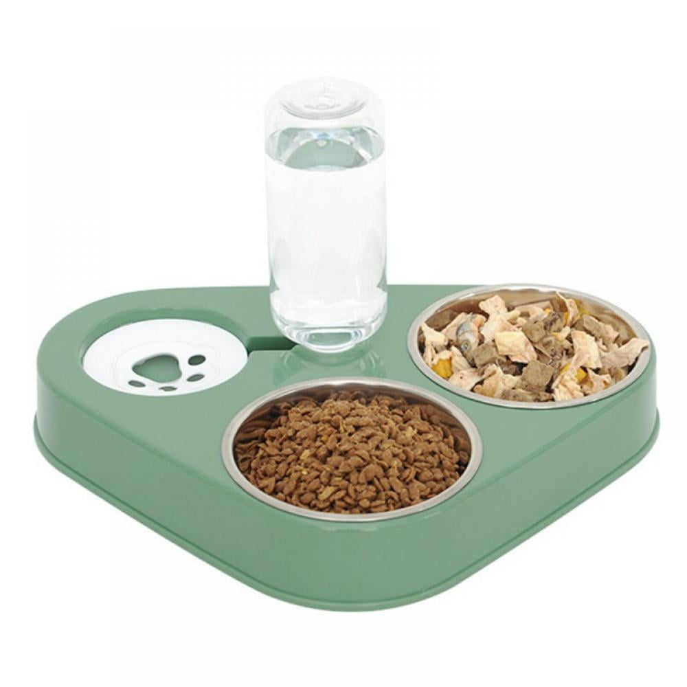Gravity Water and Double Food Bowls, Triple Bowls with a Bowl Mat, Cat