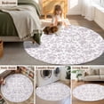 thumbnail image 5 of Spring Flower Round Area Rug 6 FT, Non Slip Bedroom Rugs, Vintage Farmhouse Light Purple Boho Leaf Washable Soft Circular Carpet Non-Shedding Floor Mat for Kitchen Dining Room Home Office Kids Room, 5 of 8