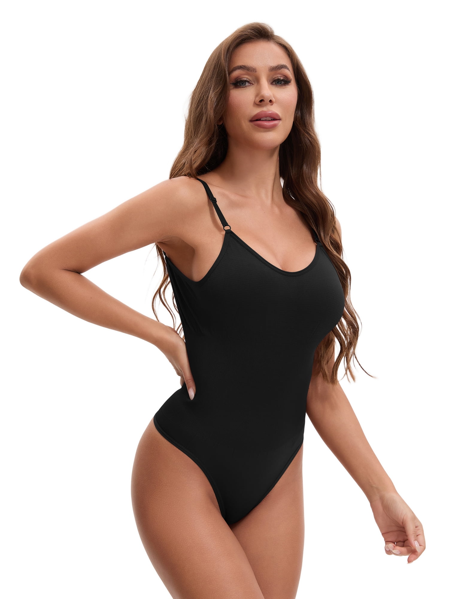DARING DIVA Women's Backless Adjustable Spaghetti Straps Cami Tummy Control S Black