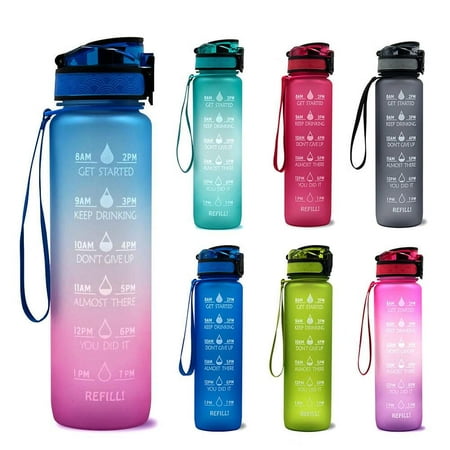 

Motivational Water Bottle with Time Marker Leakproof Bottle for Fitness Sports