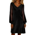 thumbnail image 2 of THDHVS Plus Size Dress,Dresses for Women,Velvet Mesh Sequin Long Sleeve Dress Sparkle Detail for Special Event Black, 2 of 7