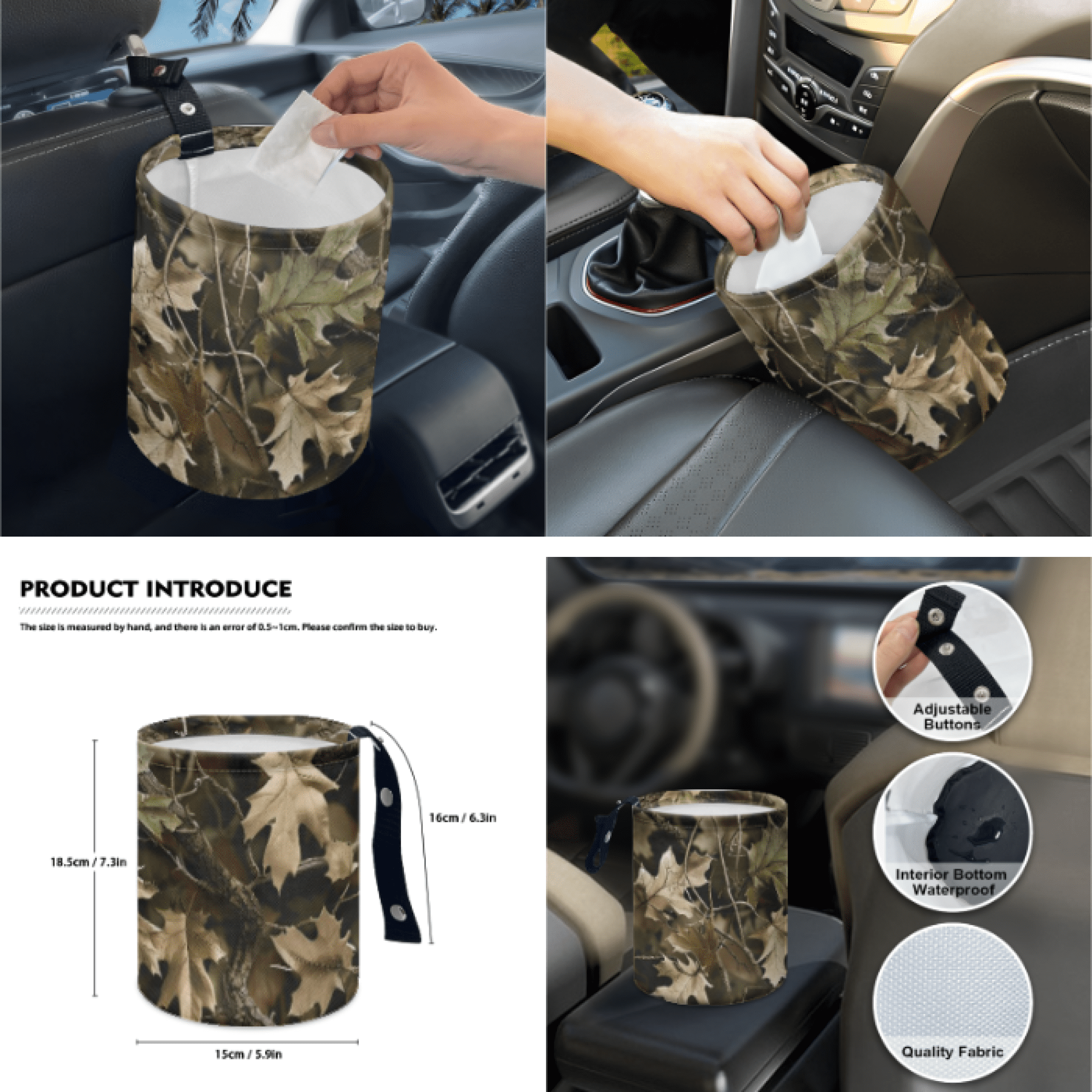 HUIACONG Camouflage Car Interior Set, with Mirror Protector For Automotive Car Cup Coasters Mirror Sleeve For Cars Car Console Armrest Cushion