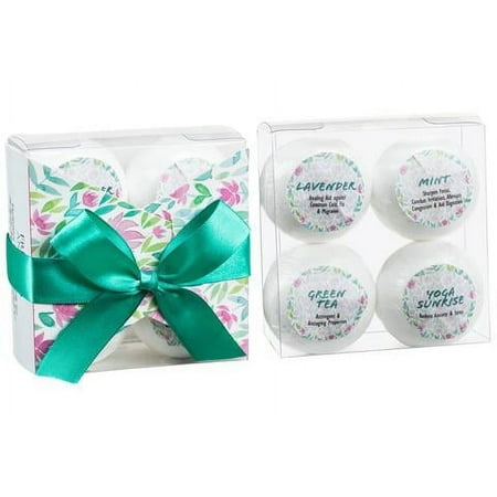 Aromatherapy Bath Bomb Gift Set for Women – 4pc Bath and Body Gift Set with Lavender, Green Tea, Mint – Spa Gift Basket for Her – Relaxing Self Care Gift