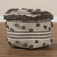 thumbnail image 5 of Bowery Hill Traditional Ivory and Brown Handwoven Wool Pouf Ottoman, 5 of 6