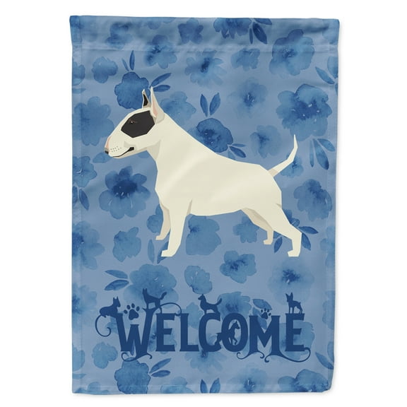 Carolines Treasures CK6231GF Black and White Bull Terrier Welcome Flag Garden Size Small multicolor