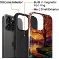thumbnail image 2 of Magnetic Phone Case for iPhone 16 Pro, Compatible with MagSafe, Durable 2 Layers Full Covered Shockproof Protective Cover-Stained Glass Sunrise Fall Leaves, 2 of 4