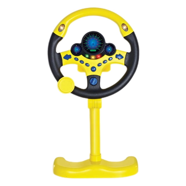 Bewildely Volante simulado para niños Controlador de conducción con música y amarillo claro Juguetes Amarillo