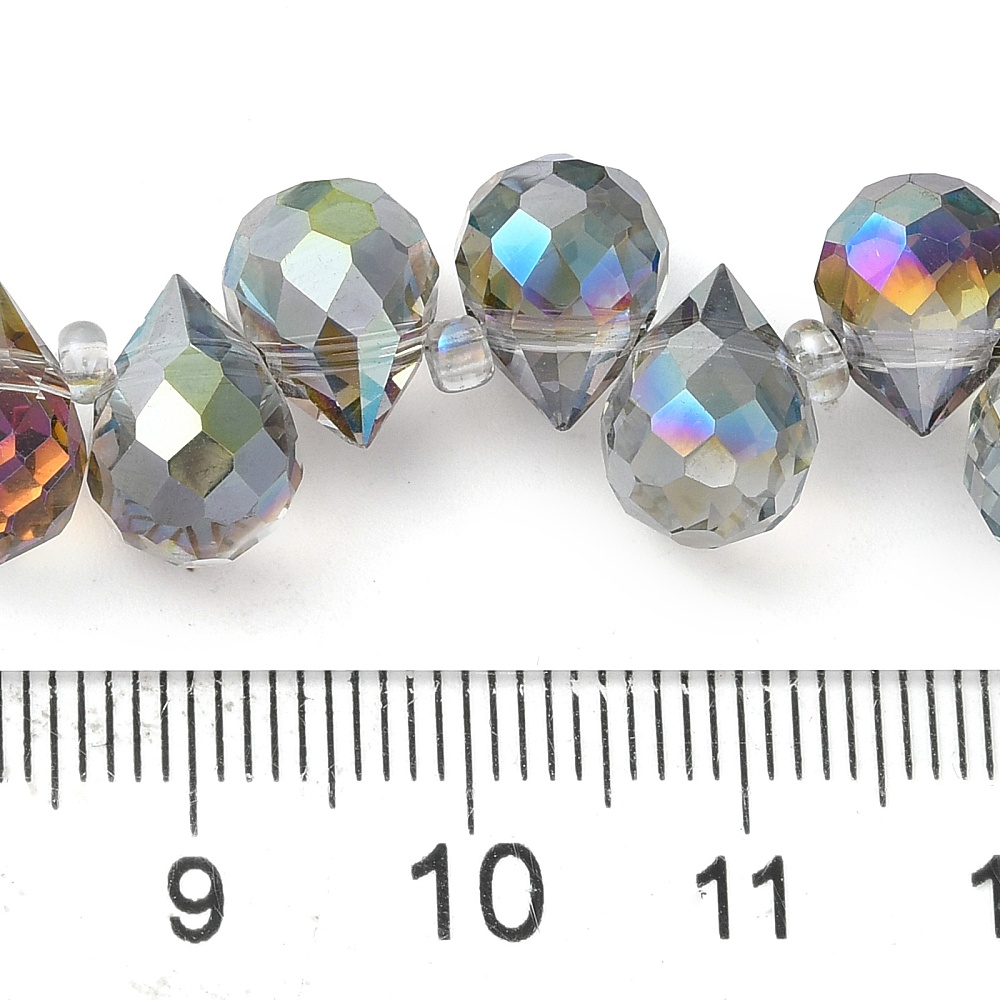 Electroplate Glass Beads Strands Teardrop Yellow Green 10~11x8mm Hole: 1mm 93pcs/strand 62cm