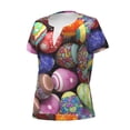 thumbnail image 2 of Naloa Easter Eggs1 Print T-Shirts Short Sleeve V Neck Tees for Women Fashion Tops Trendy Lightweight Soft Casual Summer Outfits Clothes, 2 of 5
