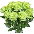 thumbnail image 2 of Morttic Artificial Silk Rose Flower Bouquet Lifelike Fake Rose for Wedding Home Party Decoration Event Gift 10pcs (Green), 2 of 7