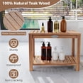thumbnail image 6 of Gymax 24 Inch Teak Wood Shower Bench Inside Shower Stool w/ Storage Shelf for Adults, 6 of 10