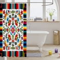 thumbnail image 3 of Manfei Bohemian Floral Shower Curtain 72Wx72L, Folk Serape Flower Bathroom Curtain, Cream Blue, 3 of 5