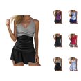thumbnail image 1 of Womens Tankini Bathing Suits 2026 Casual Modest Striped V Neck Strappy Bikini Top with Bottom Two Piece Bathing Suits Woman, 1 of 5