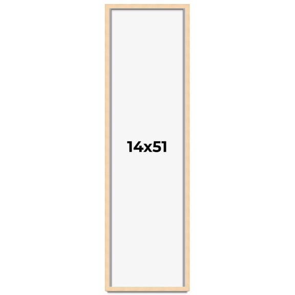 14x51 Frame Natural Wood Picture Frame | 0.75 Inch Moulding Width | with UV Acrylic Plexiglass,