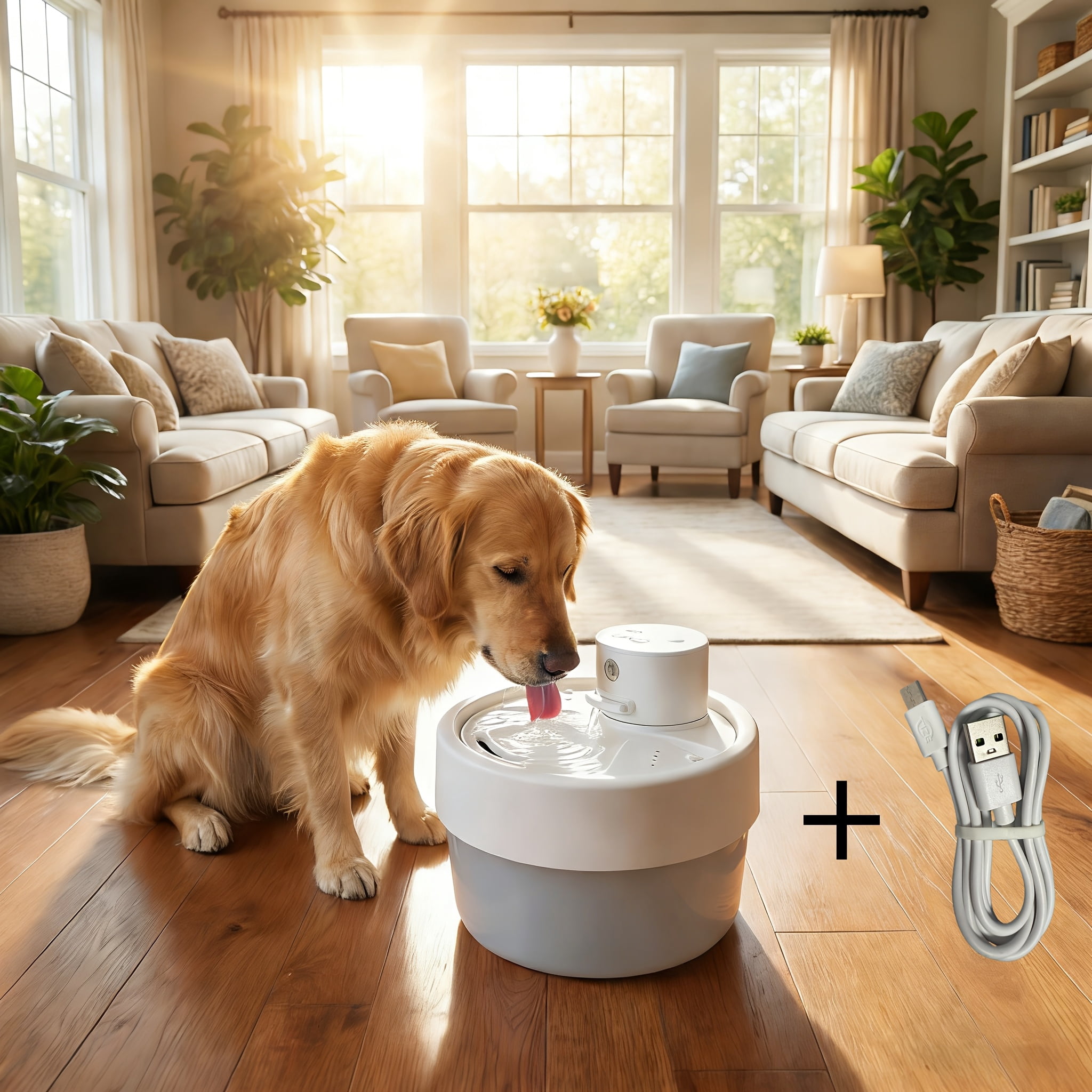 Smart USB Cat Water Fountain - Rechargeable Battery-Free Pet Dispenser with Quiet Circulating Water System for Cats & Small Dogs