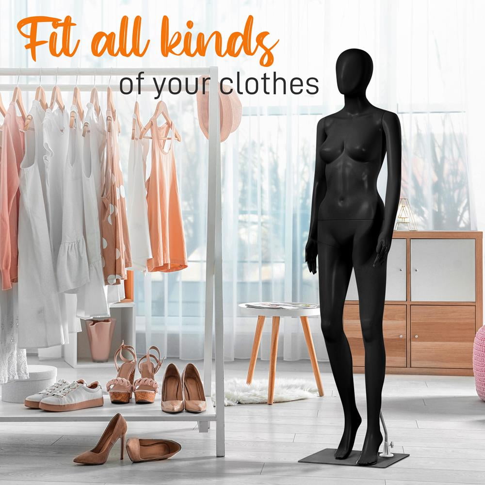 SereneLife Adjustable Female Mannequin Full Body Body-68.9" Detachable Woman Dress Form Whole Figure Poseable Life Size Dummy Torso-for Retail Clothing Shops-Black