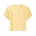 thumbnail image 3 of FAHXNVB Women Short Sleeve Workout Shirts Open Back Oversized T Shirts Casual Yoga Y2k Athletic Gym Slouchy Crop Running Tees,L,Yellow, 3 of 6