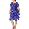 thumbnail image 4 of Agnes Orinda Women's Plus Size Valentines Day Polka Dots Short Sleeve High Low Hem Tie Waist Flare Midi Dresses 1X Blue, 4 of 6
