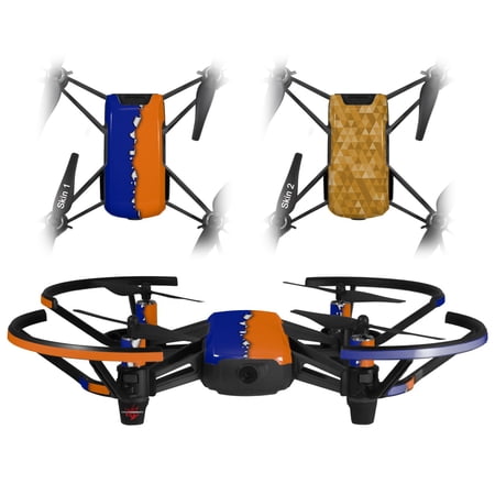 Skin Decal Wrap 2 Pack for DJI Ryze Tello Drone Ripped Colors Blue Orange DRONE NOT INCLUDED