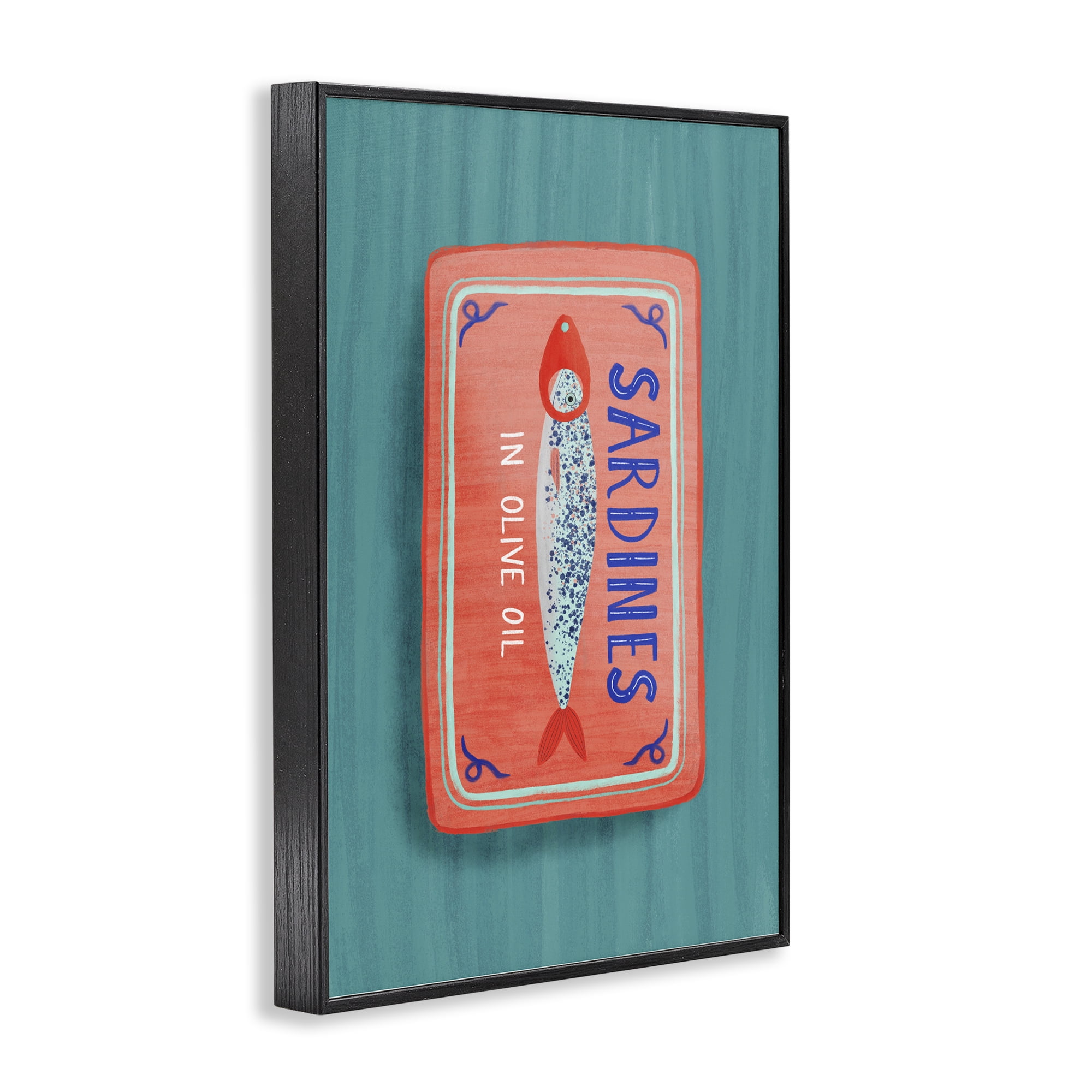 Stupell Industries Sardines Olive Oil Seafood Black Framed Giclee Art, design by Metka Hiti