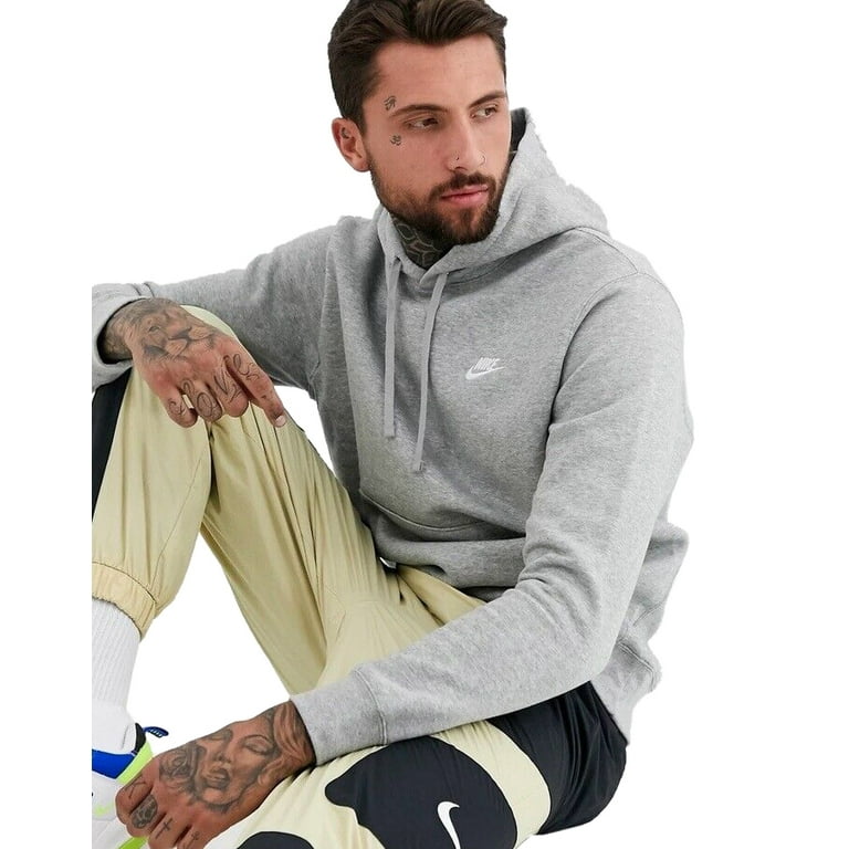 Men's Nike Dark Gray Heather/Matte Silver/White Sportswear Club Fleece  Pullover Hoodie - XL 