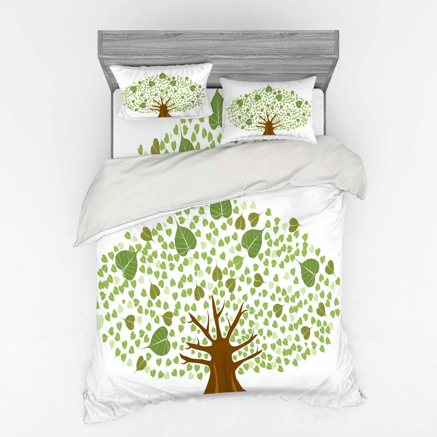 Tree Duvet Cover Set, Fig Bodhi Tree Illustration Full of Leaves