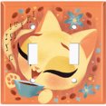 thumbnail image 2 of Metal Light Switch Wall Plate Outlet Cover (Coffee Bean Cat Lover Flower Orange - Double Toggle), 2 of 2