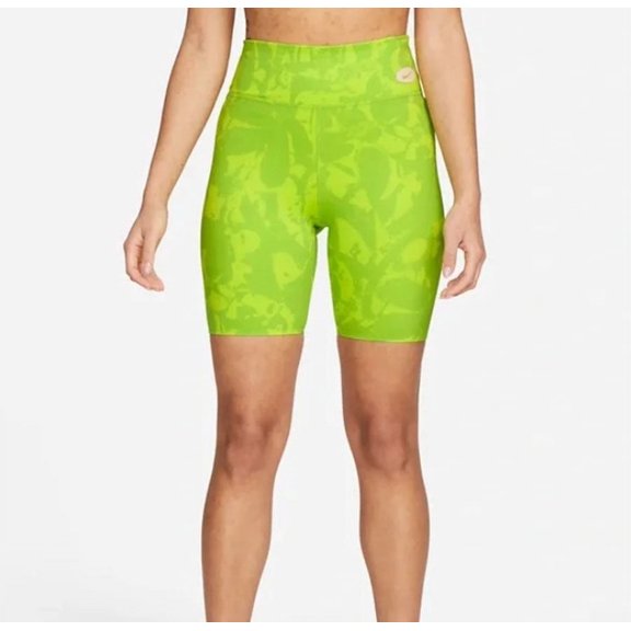 Nike One Luxe Women's Icon Clash Mid-Rise Training Bike Shorts - (Atomic Vivid Green, X-Small)