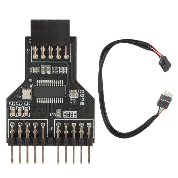 USB Header Hub, Small Compact 9 Pin USB Splitter In Line Type Plug And Play 0.3M Extension Cable For Computer For Office