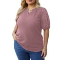 thumbnail image 3 of Cueply Women's Plus Size Tops Summer Short Sleeve Dressy Casual Blouse Shirts Waffle Knit Lace, 3 of 6