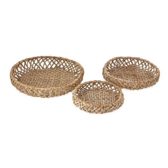 Imax Set Of 3 Abaca Woven Trays 23428-3