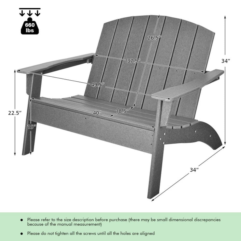 Aimee Lii HDPE Patio Adirondack Chair for Porch Garden Backyard, Outdoor Patio Furniture for Porch Balcony, Sturdy-Gray