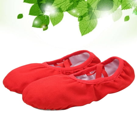 Lolippyy Ballet Practice Shoes Red Canvas Stretch Belt For Girls And Women