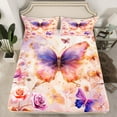 thumbnail image 2 of Manfei Chic Butterflies Full Size Sheets,Dreamy Fairy Tale Bed Sheets,Romantic Flower Floral Sheet Sets For Teens Girls,Uper Cozy Room Decor,4pcs, 2 of 7