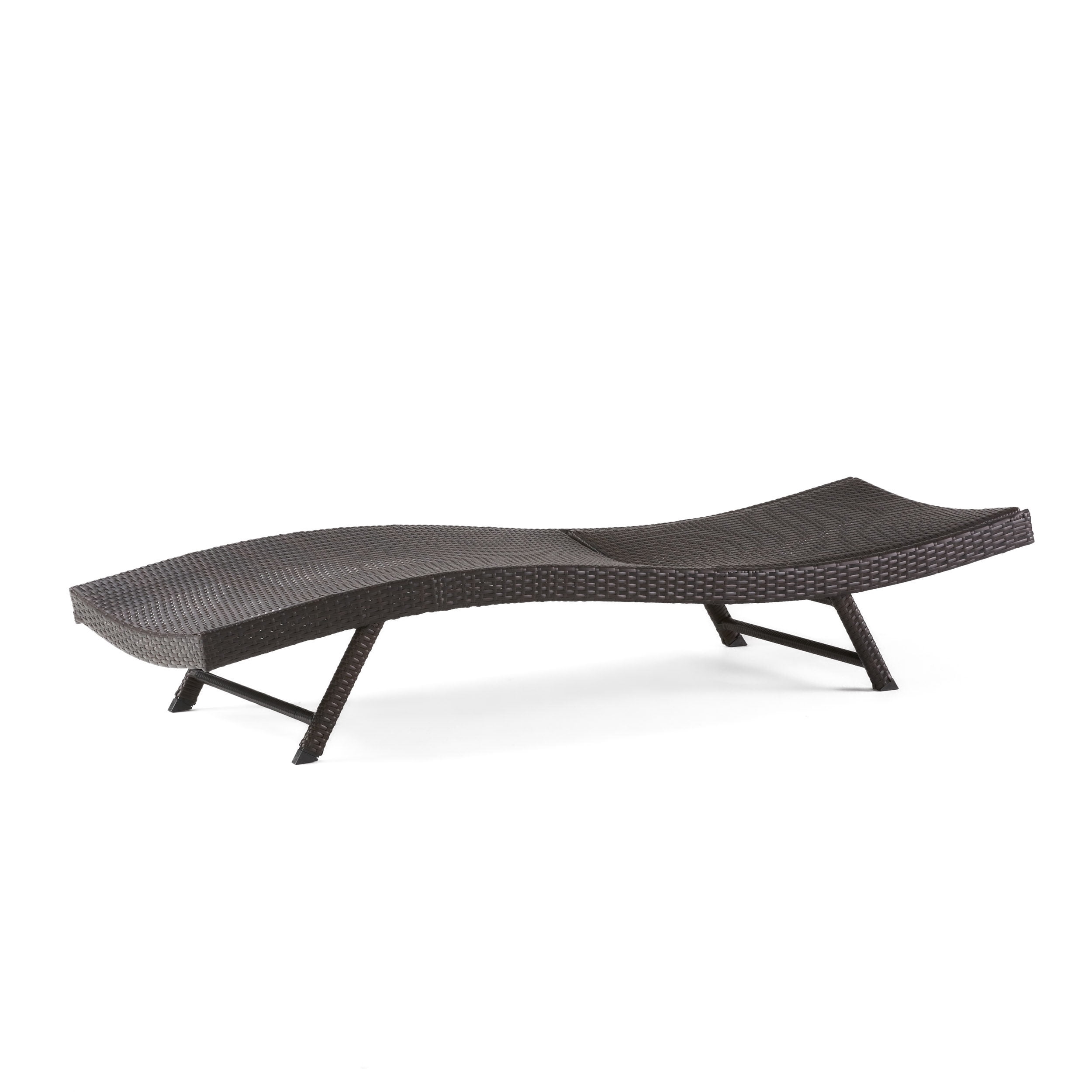 Outdoor Wicker Chaise Lounges, Set of 2, Brown
