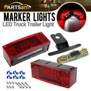 Submersible Trailer Light Kit Tail Stop Brake License-Plate Turn Running Marker Lights Rectangular Low Profile Light for RV Boat Truck Marine Universal Red DC12V,2PCS
