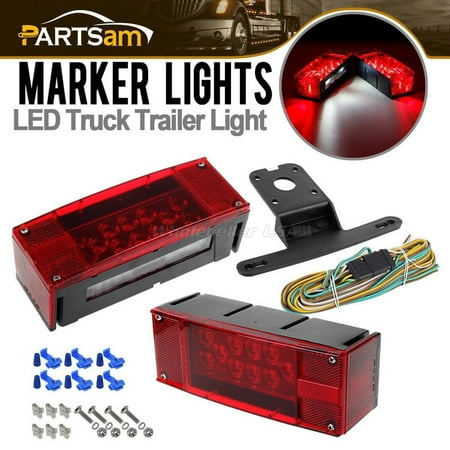 12V LED Low Profile Submersible Rectangular Trailer Light Kit Tail Stop Turn Running Lights for Boat Trailer Truck Marine