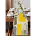 thumbnail image 4 of Yellow Grey Color Block Table Runner-36 Inch Long Abstract Oil Painting Art Table Runners Linen Burlap Tablerunner for Kitchen Dining Room Holiday Party, 4 of 9