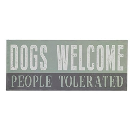Art Welcome Sign - Dogs Welcome People Tolerated Box Wall Art Sign, Primitive Country Farmhouse Home Decor Sign With Sayings 12