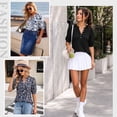 thumbnail image 3 of Whoinshop Summer Tops for Women 2026 Trendy Dressy Casual Blouse Puff Short Sleeve Shirts Knit Henley V Neck T Shirt Tunic, 3 of 7