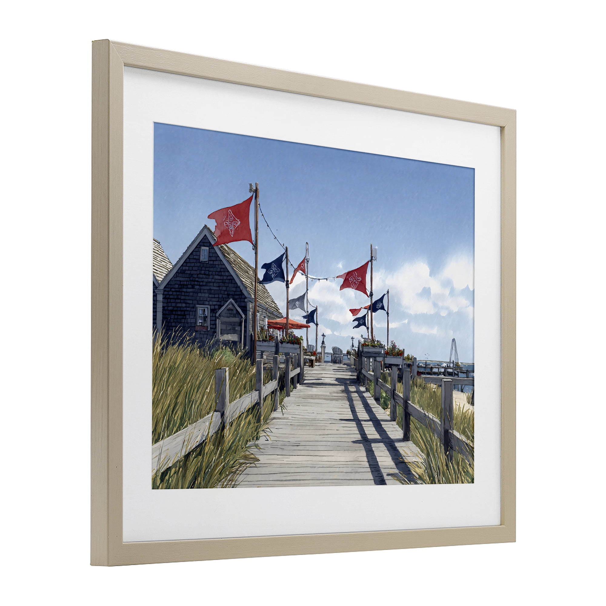 Stupell Industries Summer Boardwalk Stroll Birch Framed Print Under Glass, design by Franklyn Gregory