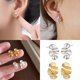 thumbnail image 2 of Geometric Ruffle Studs Earrings Ear Studs Fashion Ears Jewelry Copper Texture Suitable for Various Occasion Wear Silver, 2 of 4