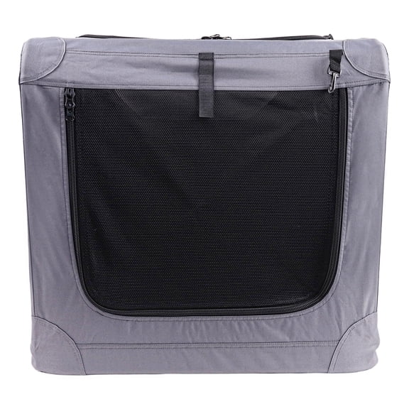 Vibrant Life Dog Crate, Foldable, Soft Sided, Breathable Mesh, 3 Zippered Doors, Gray, 36"