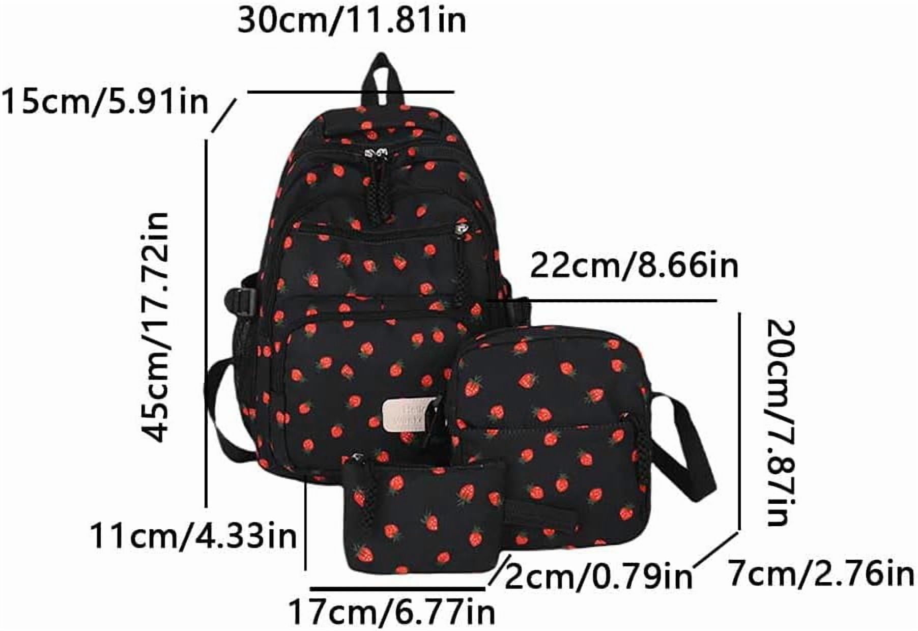 Lohol Coquette Aesthetic Backpack - Cute Kawaii Bow Rucksack for Women, Trendy & Lightweight Nylon Daypack (A02 Strawberry Black)