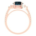 thumbnail image 4 of 2.6 ctw with Simulated Diamond Halo Accents Anniversary Ring for Women | Round Cut Natural London Blue Topaz | Hyperallergenic Solid 14K Rose Gold, 4 of 5