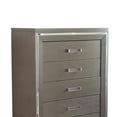 thumbnail image 2 of Benjara BM220076 Textured Front 5 Drawer Chest with Beveled Mirror Trim, Silver, 2 of 2