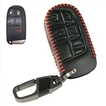 DON'T TOUCH MY KEY 5 Buttons Leather Vehicle Key Fob Case Cover Keyless for Jeep Grand Cherokee Chrysler Fiat