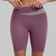 thumbnail image 4 of Womens Seamless Yoga Short Pants Stretchy High Waisted Fitness Running Sports Tight Knee Length Leggings Shorts Purple 3XL, 4 of 4