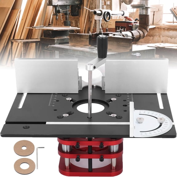 Elleree Black Router Kit, Aluminum Alloy Table Base Plate Router, Router Table Saw Insert Base Plate with Lifting Base for Woodworking Engraving Trimming