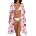 thumbnail image 3 of HELLHERO High Quality Fabrics Women's Swimsuit Coverups for Beach Long Free Size Women's Kimono Swimsuit Coverups Plumeria Print, 3 of 6